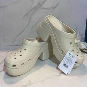Crocs Beige Cream Siren Clog Platform Unisex Sz Men 9 Women 11